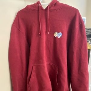 Burgundy STUSSY hoodie, size large, great condition, great quality sweater.